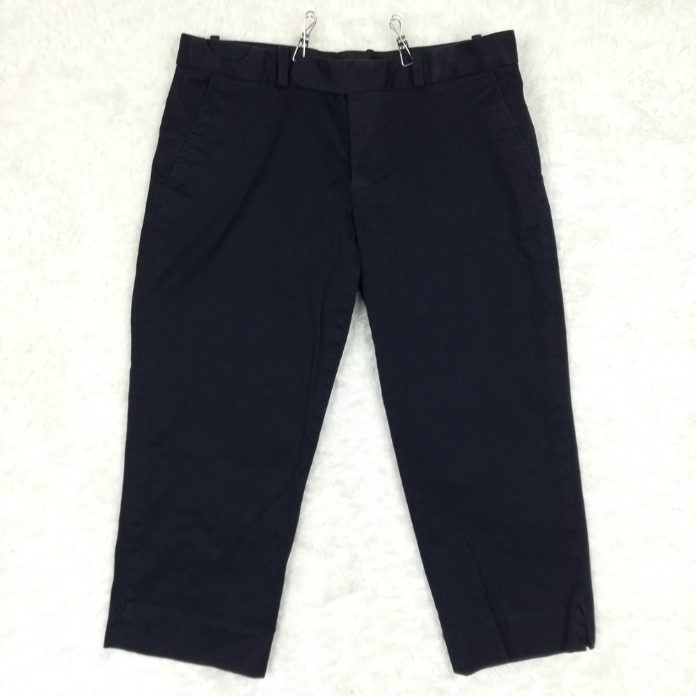 Ralph Lauren Sports Womens Pants Cropped Capri Navy Blue Trouser Low Rise 10